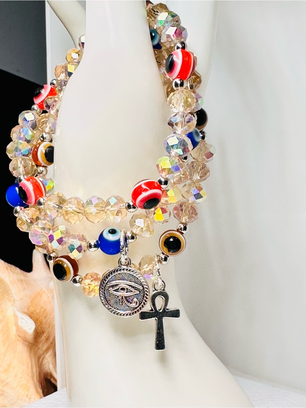 Multi-Color Set crystals & Evil Eye bracelets